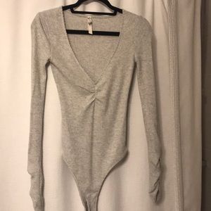 Free People XS Grey Light Sweater Bodysuit
